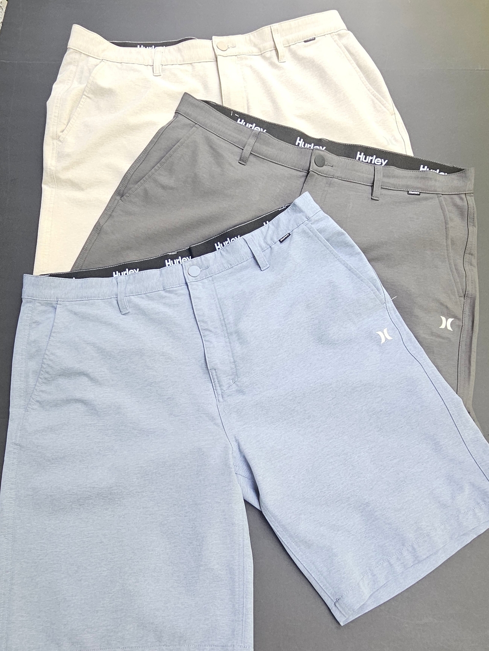 Bundle 3 Hurley Mens Phantom Hybrid Shorts Size 38 NWOT Gray Oatmeal Blue-Gray